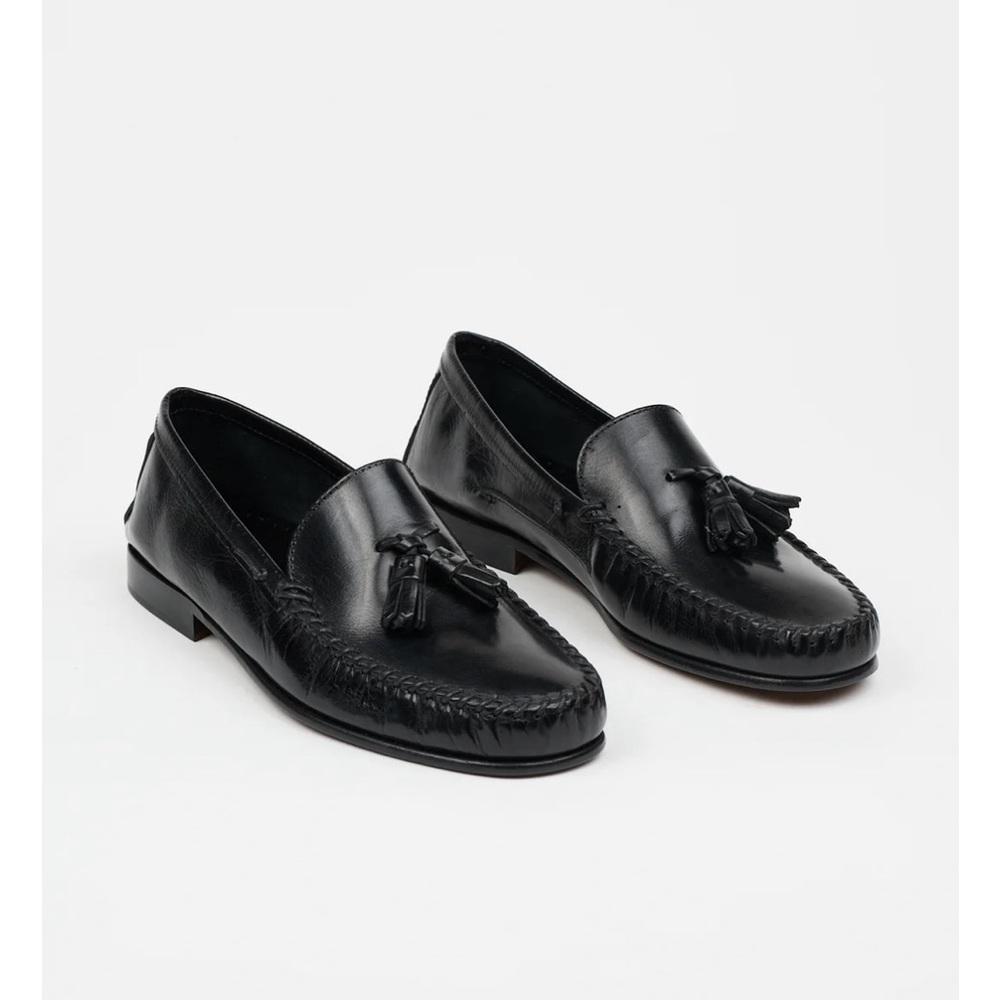 Jamie Haller “Tasselo” Moc Loafer in Black Leather